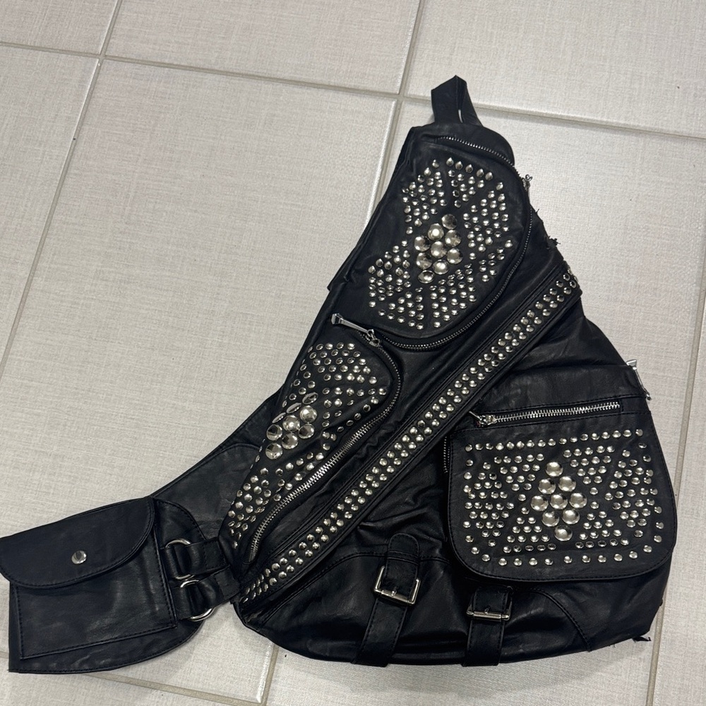 Black Studded Crossbody Bag